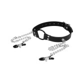 27471 O-Ring Gag with Nipple Clamps