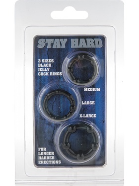 Stay Hard: Penisringer, svart, 3 stk