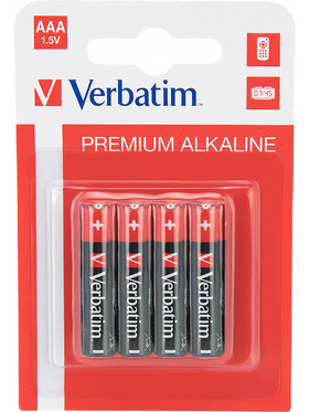 Verbatim Batterier: Premium, AAA (LR3), 1,5V, Alkaline, 4 stk