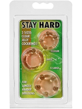 Stay Hard: Penisringer, gjennomsiktig, 3 stk