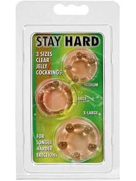 Stay Hard: Penisringer, gjennomsiktig, 3 stk