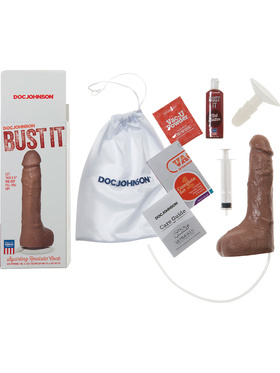 Doc Johnson: Bust It, Squirting Realistic Cock, 21 cm, mørk