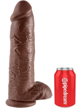 King Cock: Realistic Dildo with Balls, 31 cm, mørk