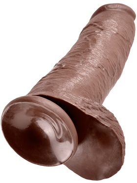 King Cock: Realistic Dildo with Balls, 31 cm, mørk