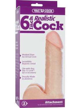 Doc Johnson: Vac-U-Lock, Realistic Cock, 18 cm, lys