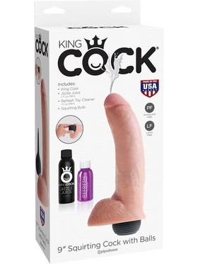 King Cock: Squirting Cock with Balls, 23 cm, lys