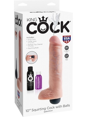 King Cock: Squirting Cock with Balls, 25 cm, lys