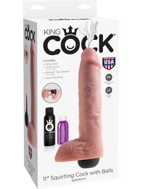 King Cock: Squirting Cock with Balls, 26 cm, lys