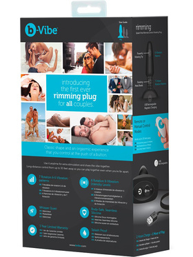 B-Vibe: Rimming 2, Waterproof Remote Control Vibrating Plug, svart