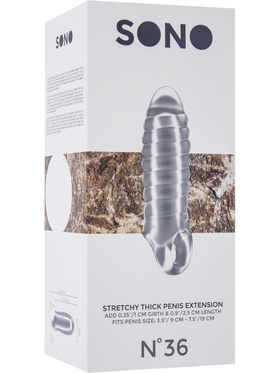 Sono: Stretchy Thick Penis Extension No. 36, gjennomsiktig