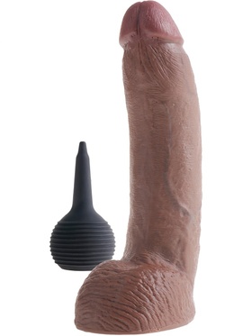 King Cock: Squirting Cock with Balls, 23 cm, mørk