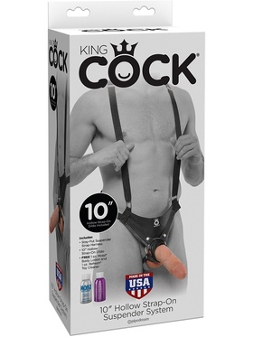 Pipedream: King Cock, 10 inch Hollow Strap-On, lys
