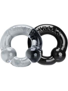 Oxballs: Ultraballs, 2 Piece Cockring Set, svart/gjennomsiktig