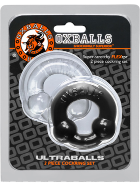Oxballs: Ultraballs, 2 Piece Cockring Set, svart/gjennomsiktig