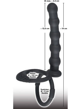 Black Velvets: Cock & Ball Ring with Anal Beads