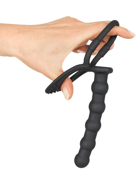 Black Velvets: Cock & Ball Ring with Anal Beads