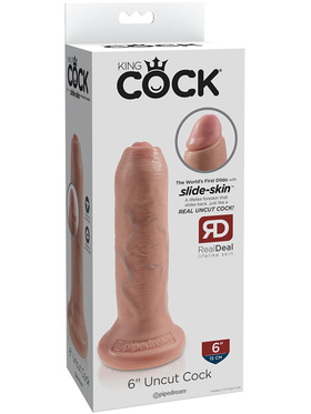 King Cock: Uncut Cock Dildo, 18 cm, lys