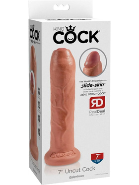 King Cock: Uncut Cock Dildo, 21 cm, lys