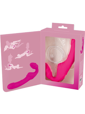 You2Toys: Vibrating Strapless Strap-On, Double Teaser, rosa