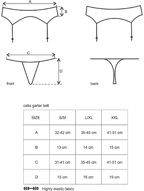 Obsessive: Catia, Garter Belt & Thong, svart