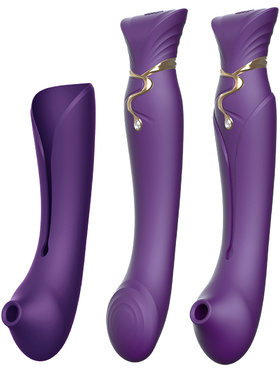Zalo: Queen Set, G-spot PulseWave Vibrator with Suction Sleeve, lilla