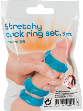 You2Toys: Stretchy Cock Ring Set, 3 stk