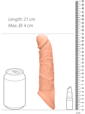 RealRock Skin: Penis Extender with Rings, 21 cm, lys