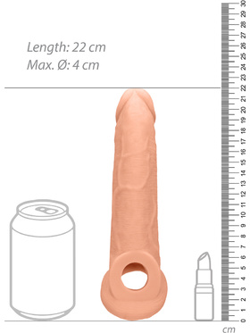 RealRock Skin: Penis Extender with Rings, 22 cm, lys