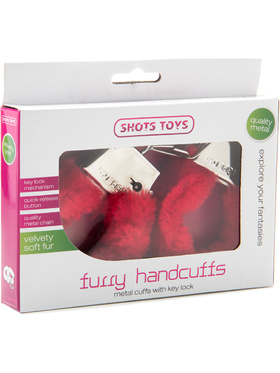 Shots Toys: Furry Handcuffs, rød