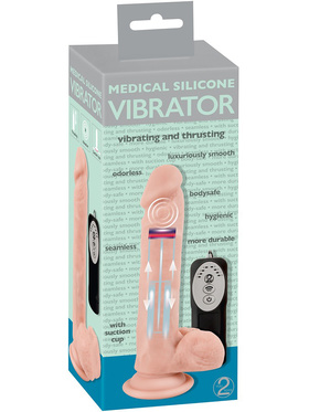 You2Toys: Medical Silicone Vibrator, Vibrating and Thrusting, 21 cm