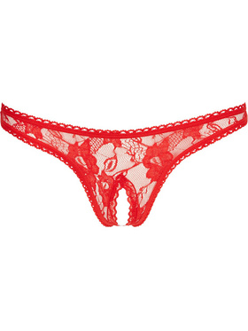 Cottelli Collection: Lace String, Open Crotch, rød