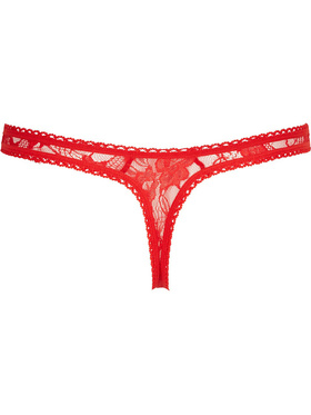 Cottelli Collection: Lace String, Open Crotch, rød