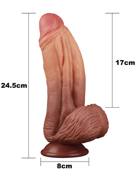 LoveToy: Dual-Layered Silicone Cock, 25 cm, mørk