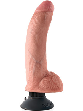 King Cock: Vibrating Cock with Balls, 23 cm, lys