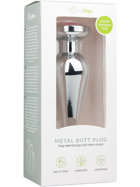 EasyToys: Metal Butt Plug No. 11 with Crystal, medium, sølv/rosa