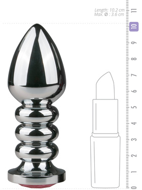 EasyToys: Metal Butt Plug No. 19 with Crystal, sølv/rosa