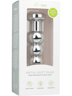 EasyToys: Metal Butt Plug No. 14 with Crystal, sølv/clear