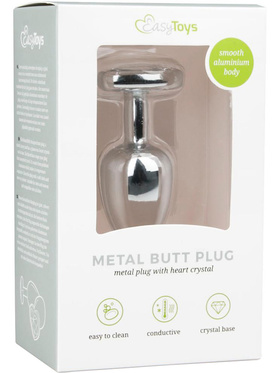 EasyToys: Metal Butt Plug No. 2 with Heart, small, sølv/clear