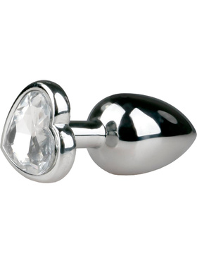 EasyToys: Metal Butt Plug No. 2 with Heart, small, sølv/clear