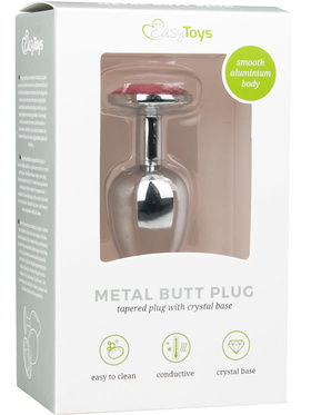 EasyToys: Metal Butt Plug No. 1 with Crystal, small, sølv/rosa