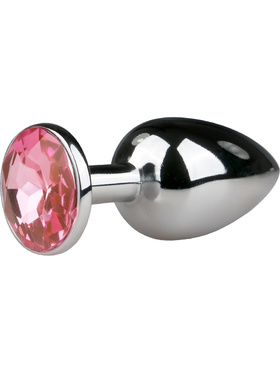 EasyToys: Metal Butt Plug No. 1 with Crystal, small, sølv/rosa