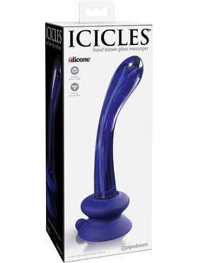 Icicles: No. 89 Glassdildo med Sugekopp, blå