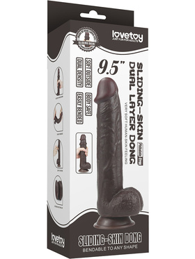 LoveToy: Sliding-Skin Dildo, 24 cm, mørk