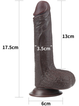 LoveToy: Sliding-Skin Dildo, 17.5 cm, mørk