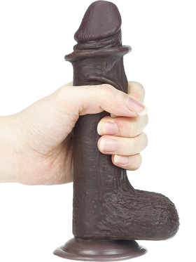 LoveToy: Sliding-Skin Dildo, 17.5 cm, mørk