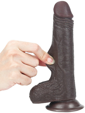 LoveToy: Sliding-Skin Dildo, 17.5 cm, mørk