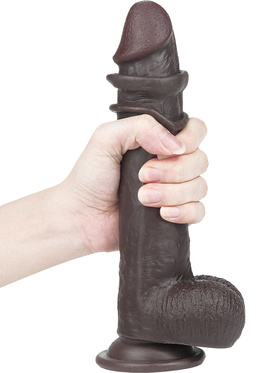 LoveToy: Sliding-Skin Dildo, 23 cm, mørk