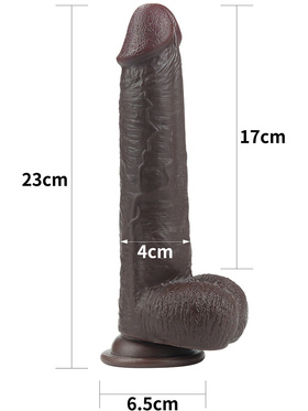 LoveToy: Sliding-Skin Dildo, 23 cm, mørk