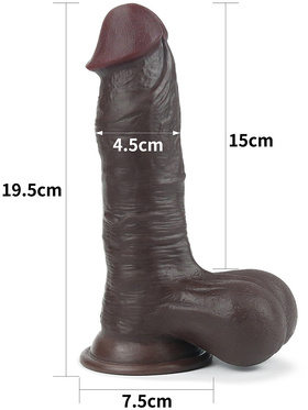 LoveToy: Sliding-Skin Dildo, 19.5 cm, mørk