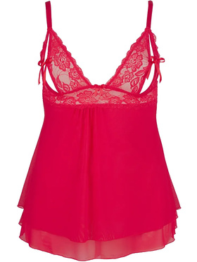 Cottelli Curves: Babydoll med blonder, rød